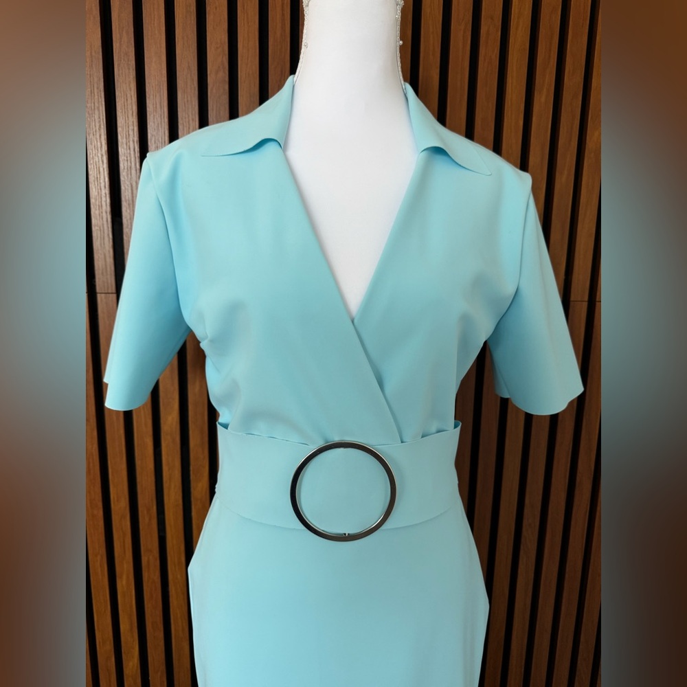 Chiara Boni Light Blue Midi Dress with Ring Detail - Picture 6 of 10